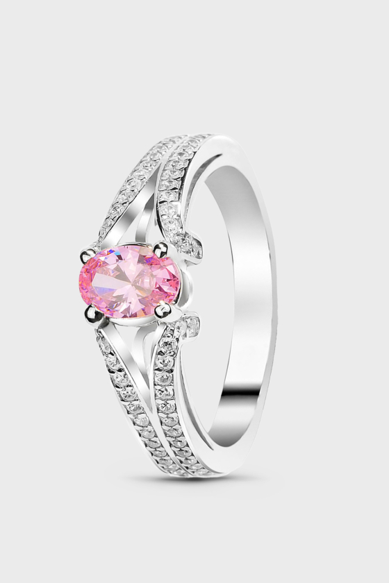 Серебряное кольцо с розовым фианитом Альпина <span>ПДК50ЦР</span>
