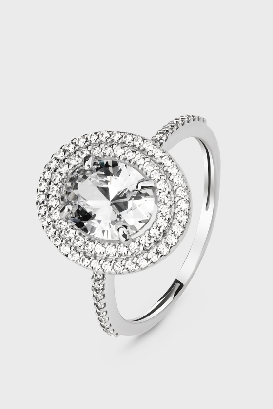 Серебряное кольцо с фианитами Камелия <span>ПДК66</span>