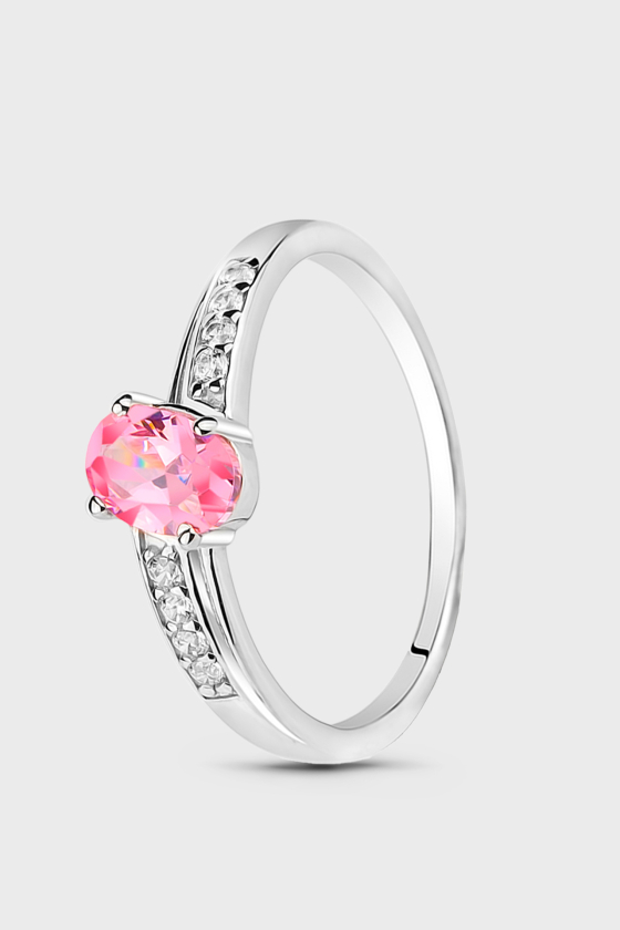 Серебряное кольцо с розовым фианитом Валенсия <span>ПДК84ЦР</span>
