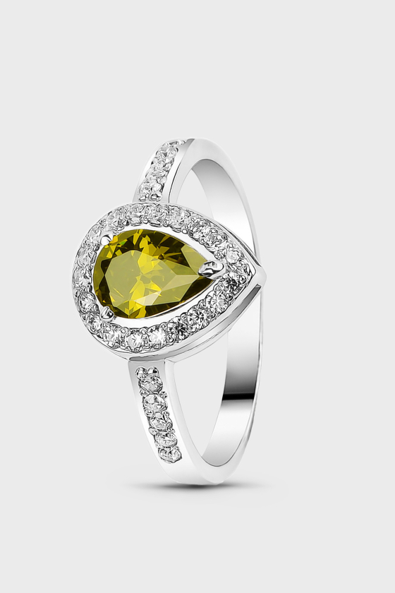 Серебряное кольцо с фианитом перидот Карина <span>ПДК115ЦП</span>