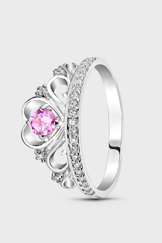 Серебряное кольцо с розовым фианитом Корона <span>СК6022ЦР</span>