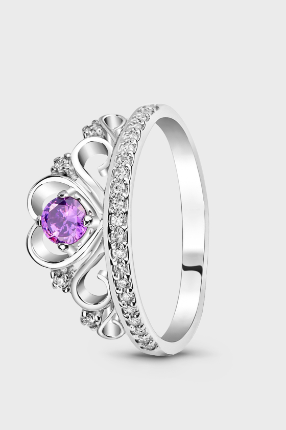 Серебряное кольцо с фиолетовым фианитом Корона <span>СК6022ЦАМ</span>