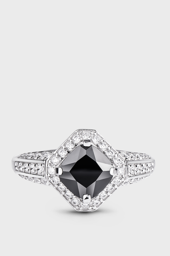 Серебряное кольцо с черным фианитом Сальвадор <span>ПДК70ЦЧ</span>