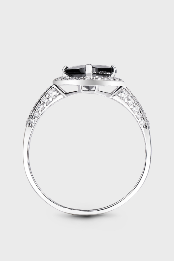 Серебряное кольцо с черным фианитом Сальвадор <span>ПДК70ЦЧ</span>