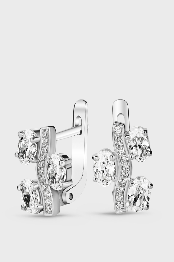 Серебряные серьги с фианитами Виноград <span>ПДС90</span>