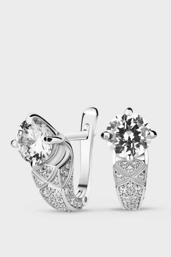 Серебряные серьги с фианитами Миссури <span>БС105</span>