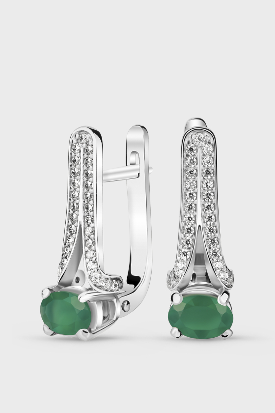 Серебряные серьги с агатом Альпина <span>ПДС50АГ</span>