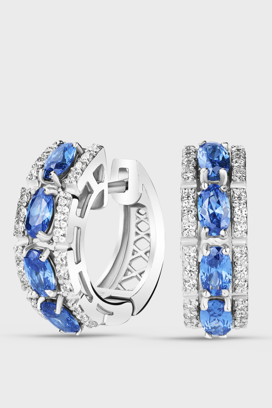 Серебряные серьги с сапфирами нано Мадейра <span>С1163НС</span>
